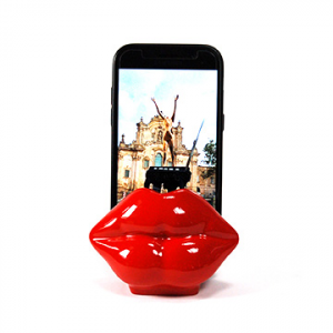 Porta telefono cellulare Mae-West resina rosso lucida fatto a mano in Italia