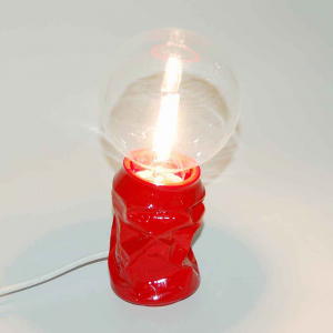 Lampada da tavolo scrivania Lattina in resina rosso lucido Made in Italy