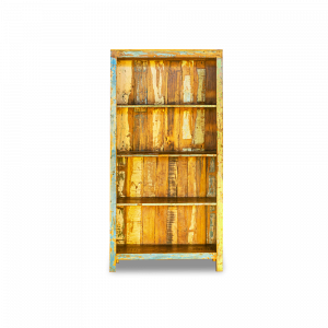 Libreria indiana in legno massello di teak recuperato