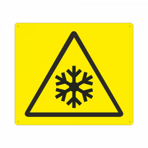 Cartello con simbolo W010 pericolo basse temperature