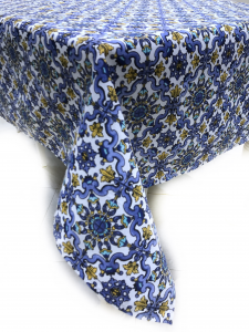 Blue majolica collection tablecloth
