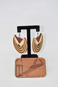 Wooden Earrings And Leather Artisanal S