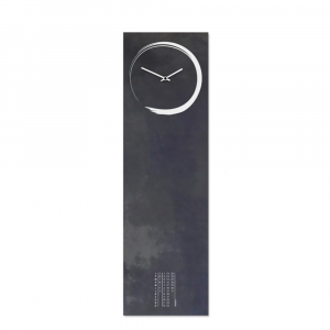 S-Enso vertikale Vintage magnetische Wanduhr / Tafel aus schwarzem Eisen 100x30