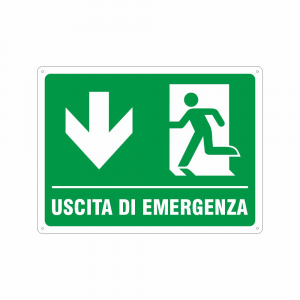 Cartello Uscita di emergenza in basso UNI EN ISO 7010