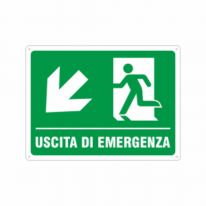Cartello uscita di emergenza in basso a sinistra UNI EN ISO 7010
