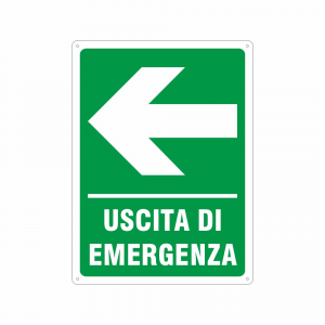 Cartello uscita di emergenza a sinistra
