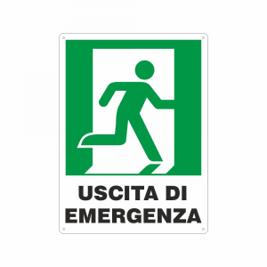 Cartello Uscita di emergenza a destra UNI EN ISO 7010