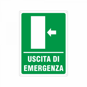 Cartello uscita di emergenza a sinistra