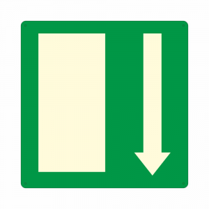 Cartello luminescente con simbolo uscita di emergenza in avanti