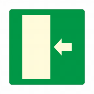 Cartello luminescente con simbolo uscita di emergenza a destra