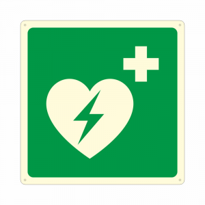 Cartello luminescente con simbolo defibrillatore