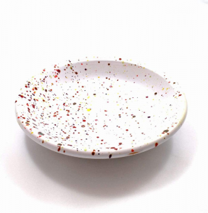 Soup plate in Faenza ceramic with color splashes Pois collection