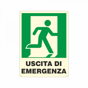 Cartello luminescente Uscita di emergenza a destra UNI EN ISO 7010