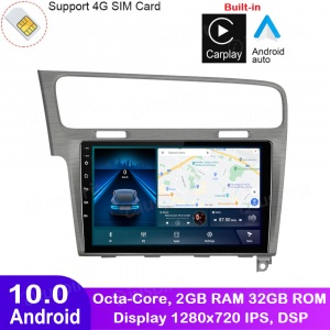 ANDROID autoradio navigatore per VW Golf 7 2014-2020 CarPlay Android Auto GPS USB WI-FI Bluetooth 4G LTE Grigio Satinato