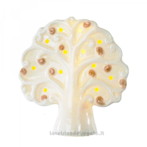 Albero della Vita con luce LED in porcellana bianca 10x4x10 cm - Bomboniera