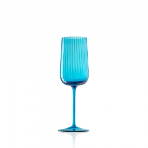 White Wine Glass Gigolo Striped Aquamarine