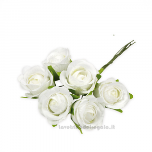 6 pz - Fiore artificiale Rosellina Vintage Bianco 3 cm - Decorazioni bomboniere