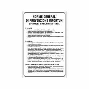 INF103 - Cartello Norme di sicurezza - norme generali di prevenzione infortuni fabbri e