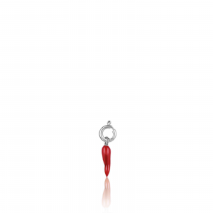 Luca Barra - Charm corno in acciaio con smalto rosso  da 13mm