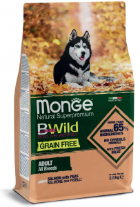 MONGE BWILD Grain Free – Salmone con Piselli – All Breeds Adult