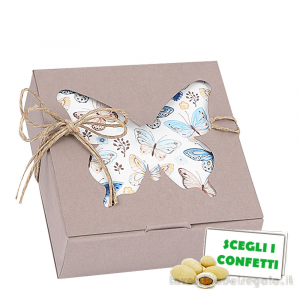 Portaconfetti Cashmere con Farfalla 8x8x3 cm - Scatole matrimonio