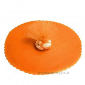 100 pz - Velo portaconfetti Arancione smerlato rotondo in organza 23 cm - Veli 18 anni