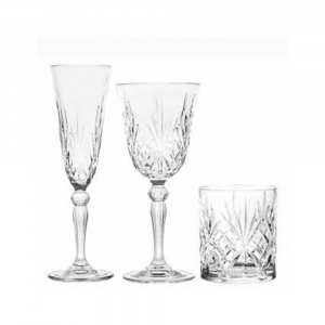 Rcr Melodia Set di 18 Bicchieri Decorati con Striature Cristalleria Italiana Trasparente Cucina Casa