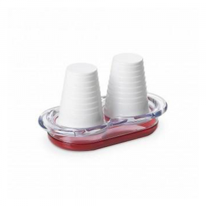 Linea Happy Drink Porta Bicchieri Doppio In Plastica Per Bicchieri Da Acqua e Da Caffè Colore Rosso Per La Tavola Comodo