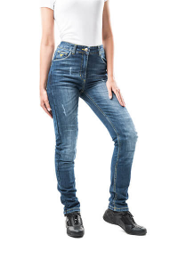 Jeans moto donna Motto HIRO con rinforzi in fibra aramidica Blu