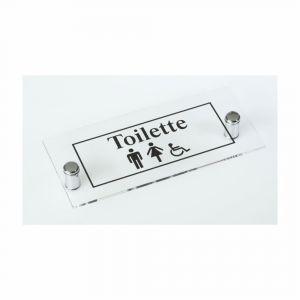 Cartello in plexiglass Plexline simbolo e scritta Toilette