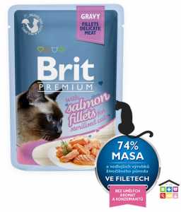 Brit Premium Cat Pouch con filetti di salmone in salsa per gatti sterilizzati