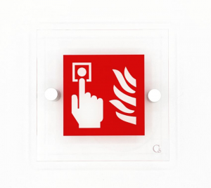 Cartello in plexiglass serie Avantgarde Pulsante allarme antincendio