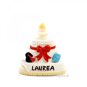 Bomboniera Laurea Magnete Torta con scritta in resina 4.3x4.6 cm