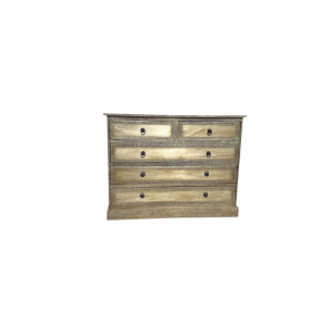 Cassettiera 5 cassetti in legno di palissandro indiano rivestito in lamiera di ottone scolpita a mano 
