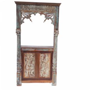 Mobile bar in legno di teak recuperato tipico indiano (vecchi portali, vecchie finestre)