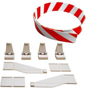 Guardrail bianco rosso (3mt), Supporti Guardrail (24), Terminali (12), Raccordi (6)