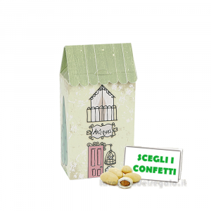 Portaconfetti Casa piccola Verde Dolce City 3.5x2.3x7 cm - Scatole battesimo bimbo