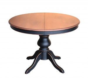 Table à manger ronde 120 cm - Bicolore noir et merisier mat