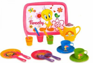 Fen Toys Set Da Te Tweety Tazze Vassoio Piatti Posate Looney Toons The Bambina