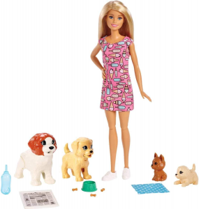 Barbie Doggy Daycare Playset Dogsitter con Bambola Cuccioli 4 Cagnolini Pupu Pipuz¶Ã´uz¶Ã¯¶Ã´¶Ã Carta Cambia Colore 3 + Anni 