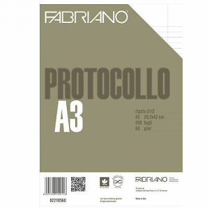 Protocollo A4 1Rigo C/Margine 200Fg 60Gr Fabriano