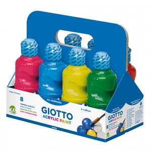Schoolpack 8 Flaconi Tempera Pronta Acrilica 250Ml Colori Assortiti Giotto