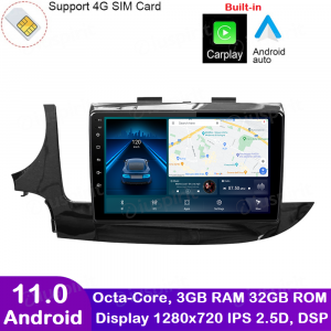 ANDROID autoradio navigatore per Opel Mokka 2016-2018 CarPlay Android Auto GPS USB WI-FI Bluetooth 4G LTE