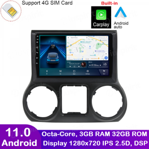 ANDROID autoradio navigatore per Jeep Wrangler 3 JK 2010-2018 CarPlay Android Auto GPS USB WI-FI Bluetooth 4G LTE