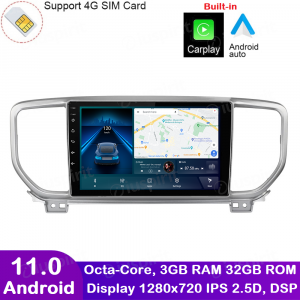 ANDROID autoradio navigatore per Kia Sportage 2018 2019 2020 CarPlay Android Auto GPS USB WI-FI Bluetooth 4G LTE