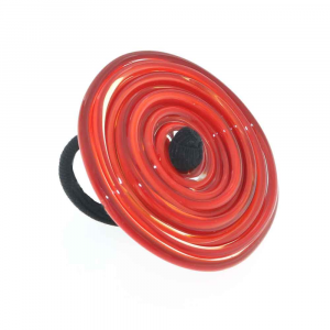 Handgefertigter Designring aus Muranoglas Vortice XL 1. CHAKRA rot