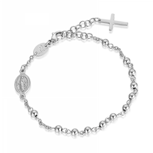 Luca Barra - Bracciale rosario in acciaio con sfere acciaio