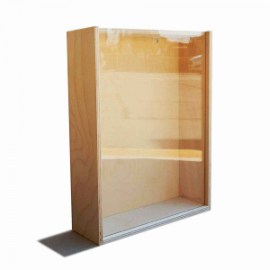 Scatola in legno con coperchio scorrevole trasparente 27x21,5