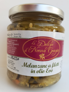Melenzane a Filetti in olio Evo peso netto 270 gr Tremuse Melia di Scilla (RC)