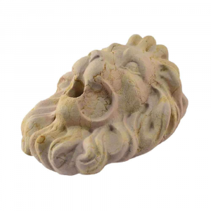 Testa di leone in marmo Giallo Reale Rosato scolpito a mano